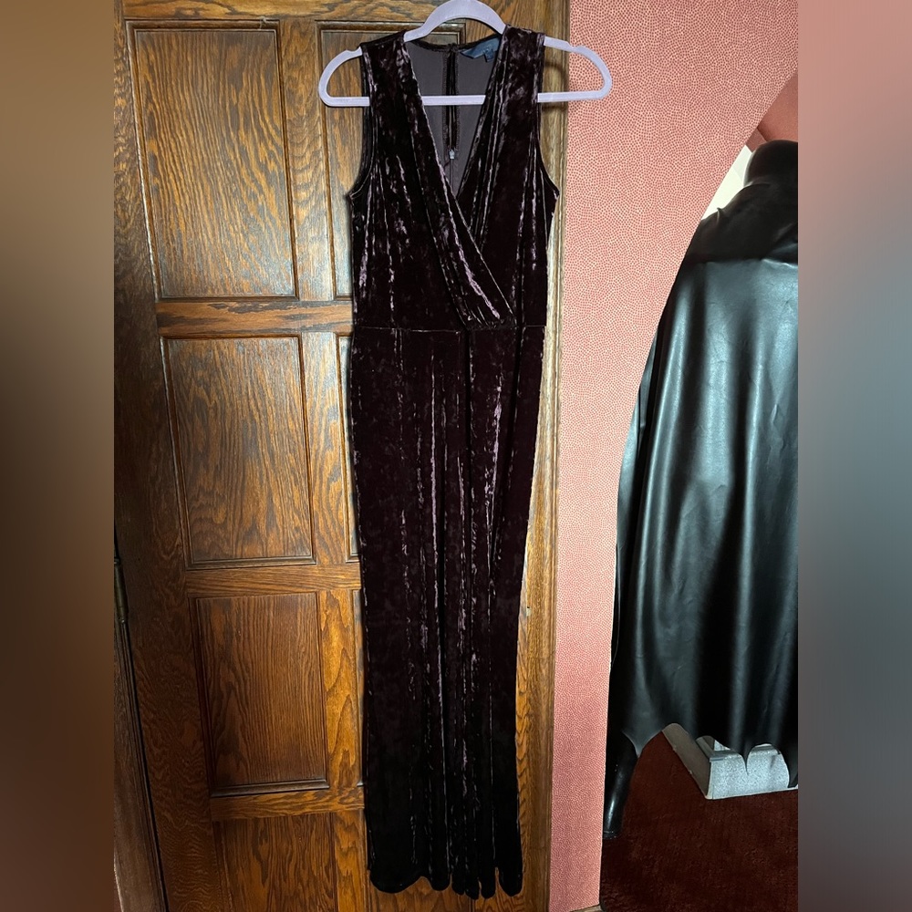RACHEL ROY deep purple velvet jumpsuit. Size L